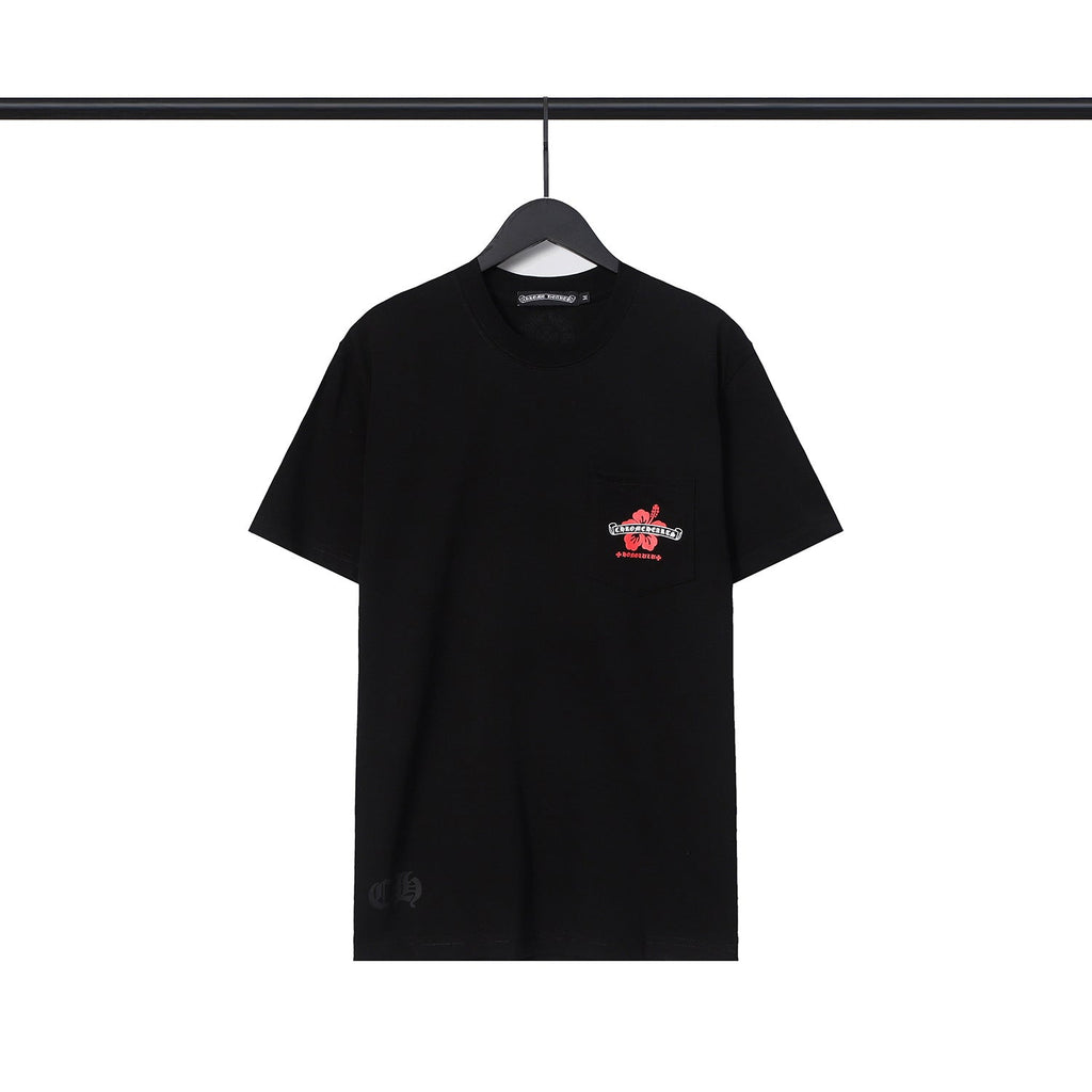 Chrome Heart T Shirts CH Flower Sanskrit Casual Short Sleeve T-Shirt Loose