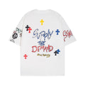 Chrome Heart T Shirts Cross Print Sanskrit Hand Painted Graffiti Short Sleeve T-Shirt