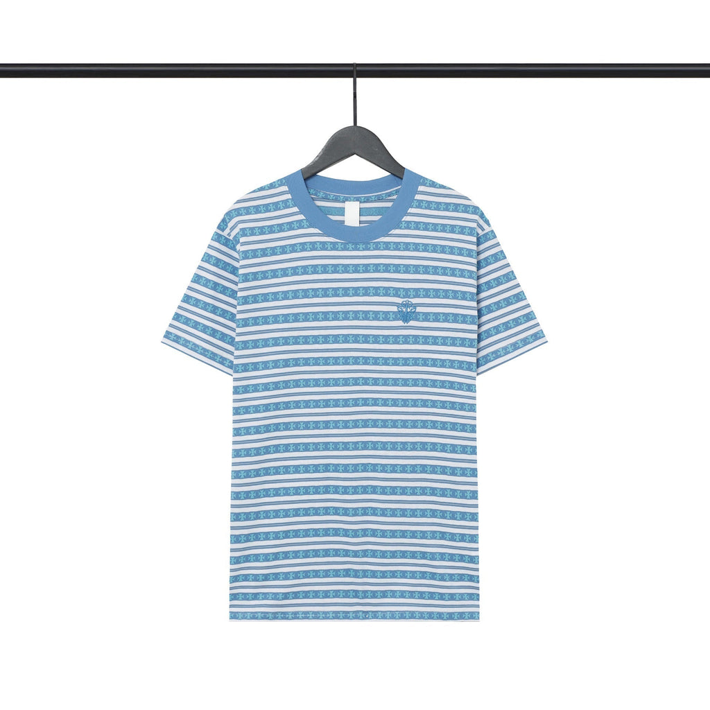 Chrome Heart T Shirts Poison Home Stripe Jacquard Embroidery Short Sleeve Couple T-Shirt