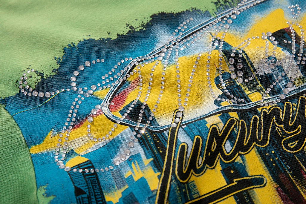 MAJESTIK Green Distressed Tour Graphic T-Shirt ¡ª detail