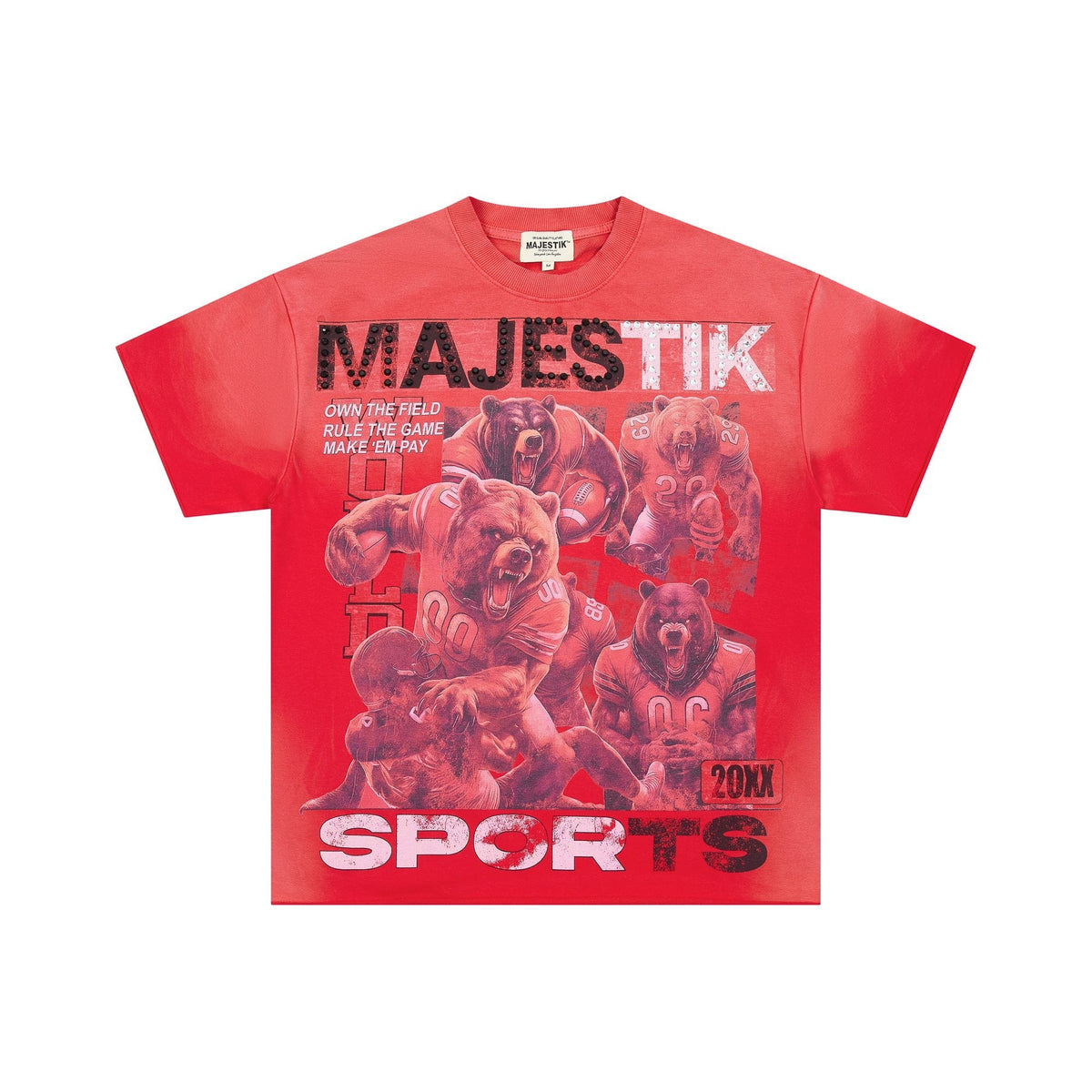 MAJESTIK Red Bear Football Graphic T-Shirt ¡ª hero