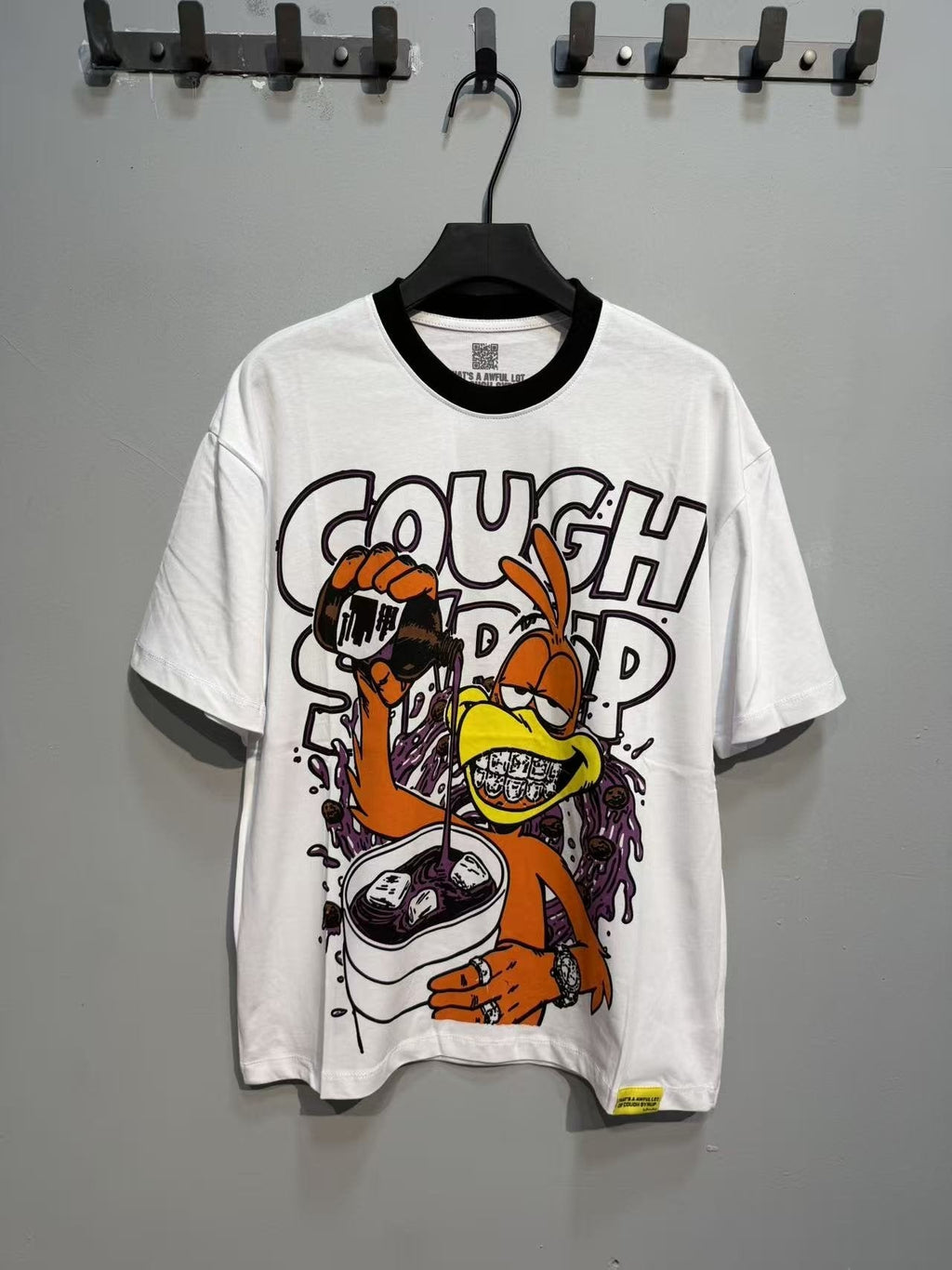 THAT'S A AWFUL LOT OF COUGH SYRUP Cartoon Ringer T-Shirt ¡ª front