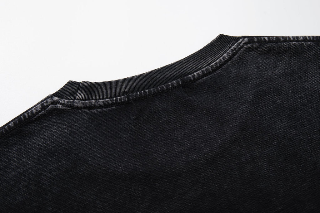 MAJESTIK Washed Black Graphic Short-Sleeve T-Shirt ¡ª detail